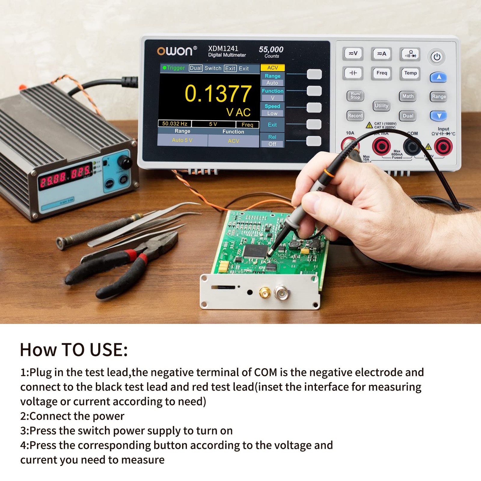 XDM1241 Portable Digital Multimeter,3.5in Desktop Digital Multimeters, 55000 …