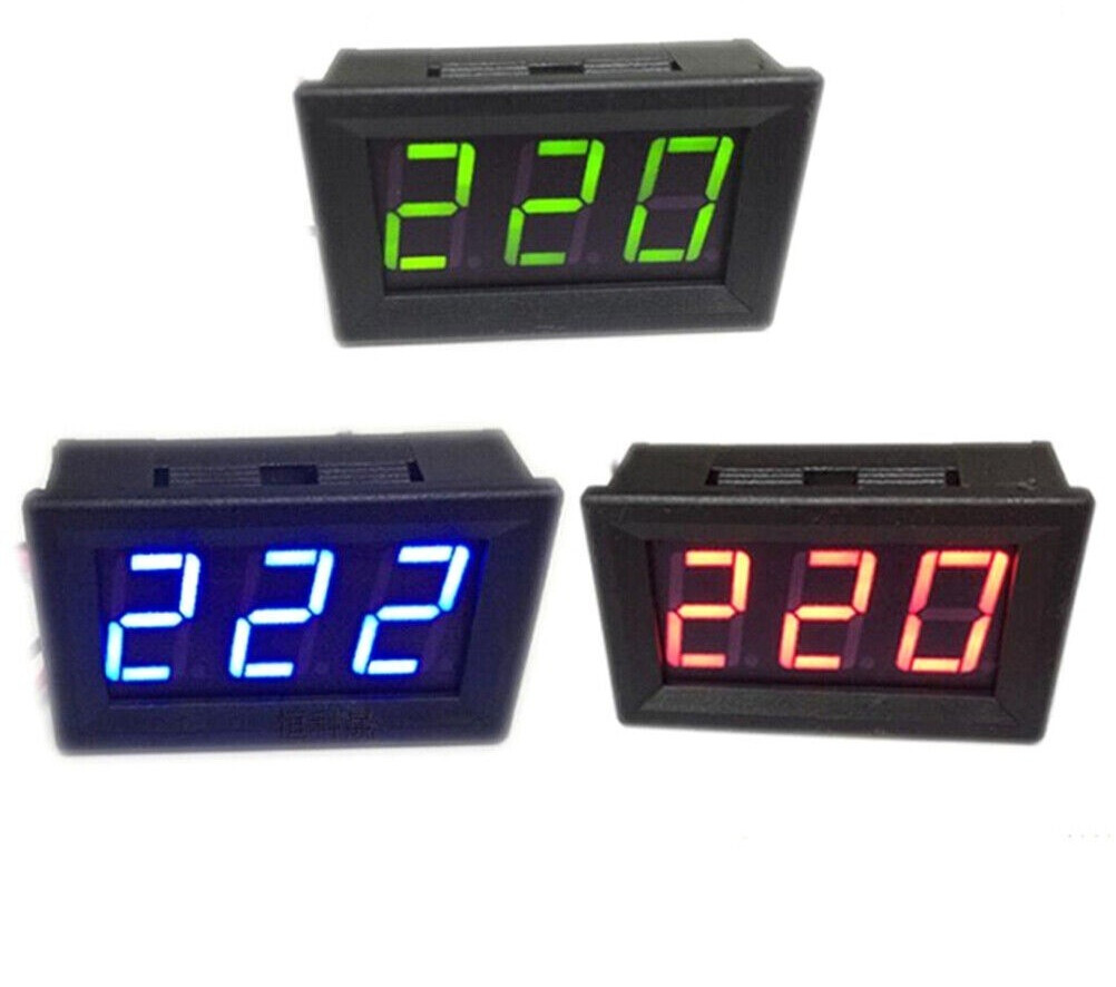 9Pcs, 3 of Each color AC 70-500V digital voltmeter LED display 2 wire volt meter