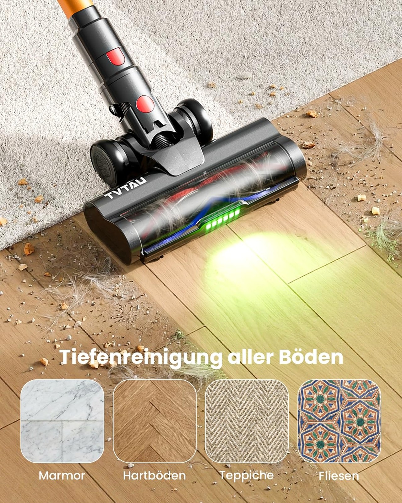 Cordless Vacuum Cleaner,600W 50KPA 70Mins Runtime for Home, Self-Standing Sti…