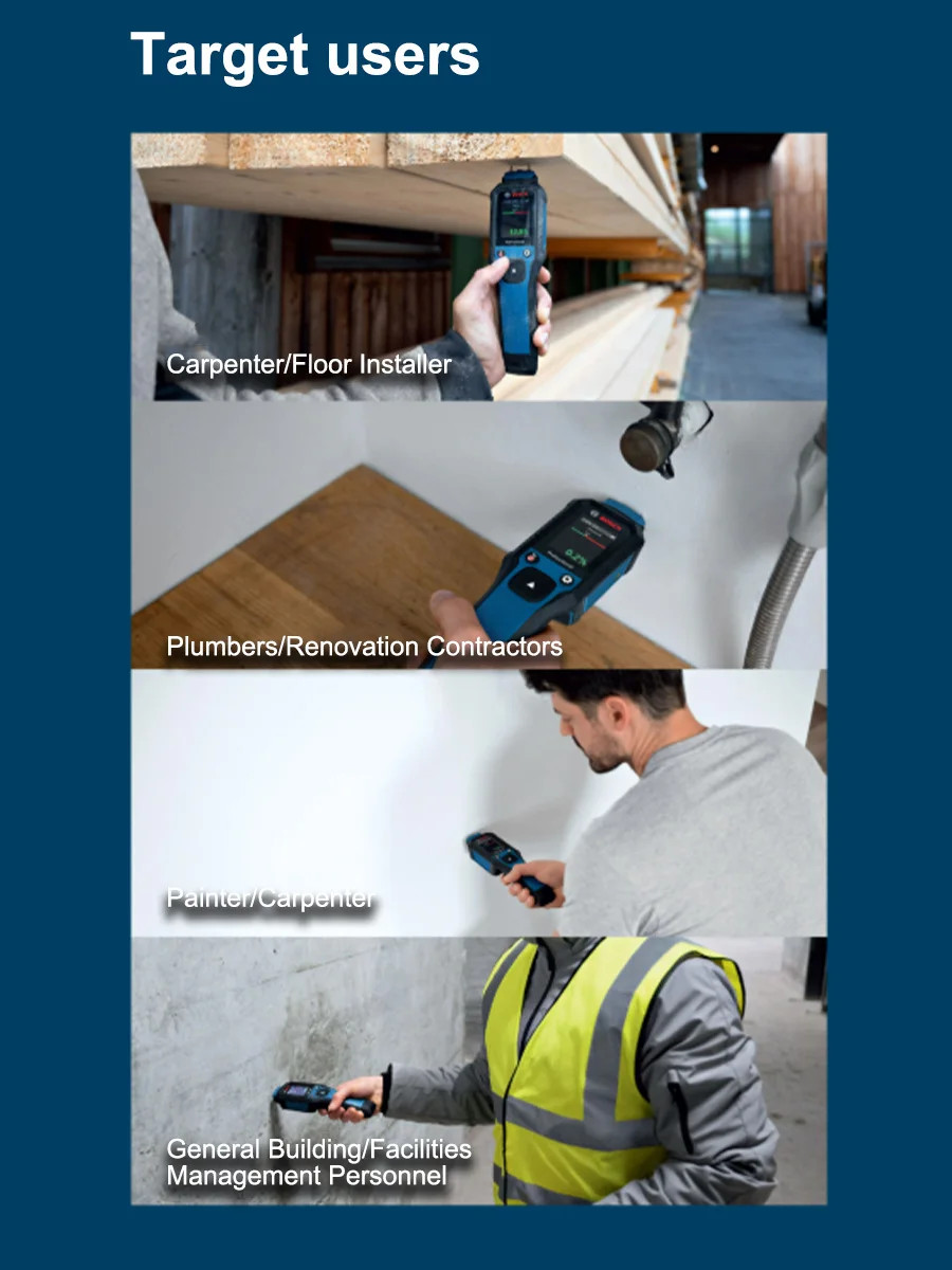 Bosch GMP2-15 Wood Moisture Meter Hygrometer LCD Brick Timber Damp Detector IP65