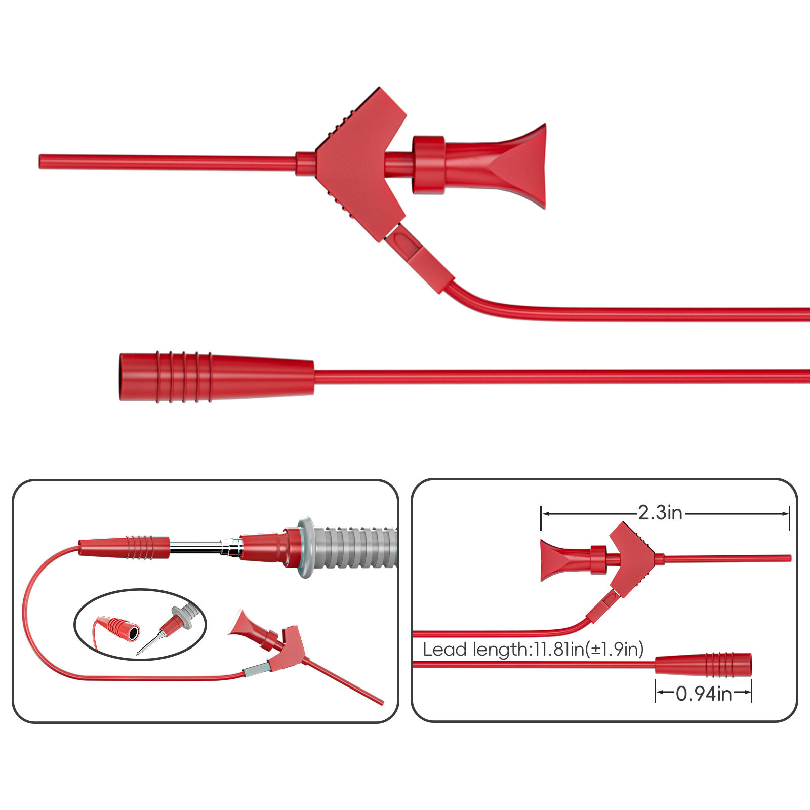 Multimeter Test Lead Kit with Alligator Clip Banana Plug Digital Electric 21PCS
