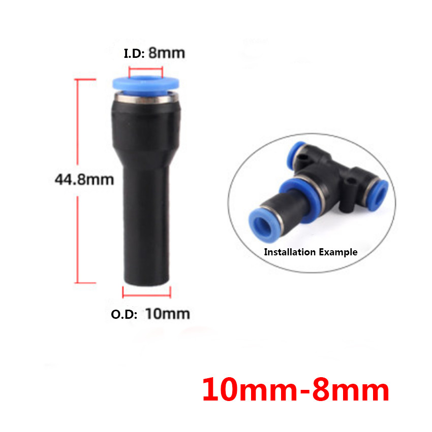 Ø 4-12mm Pneumatic Tube Hose Reducer Adapter Push-In Fittings Straight Connector