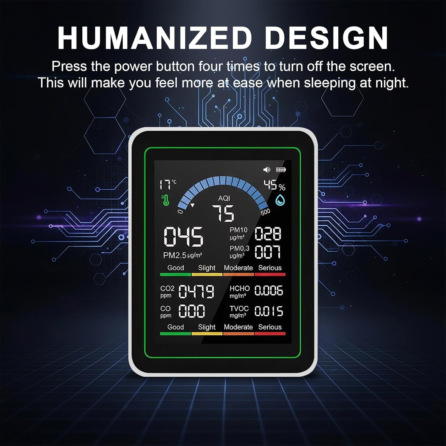 MT13 10-in-1 Indoor Air Quality Monitor, Real-time AQI Tester