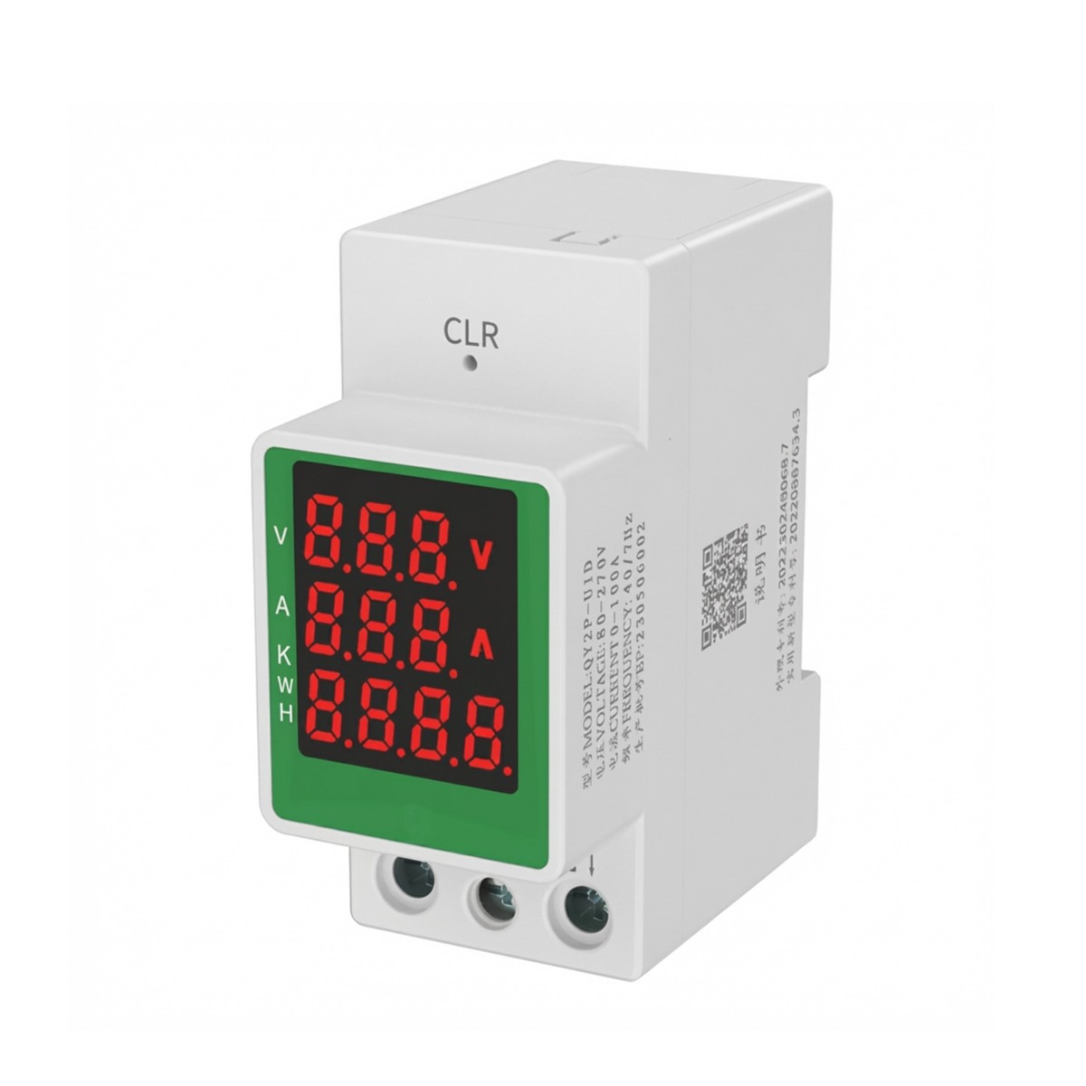 Electric Power Meter Monitor Watt Power KWH Din Rail AC 110V 220V 100A Voltmeter