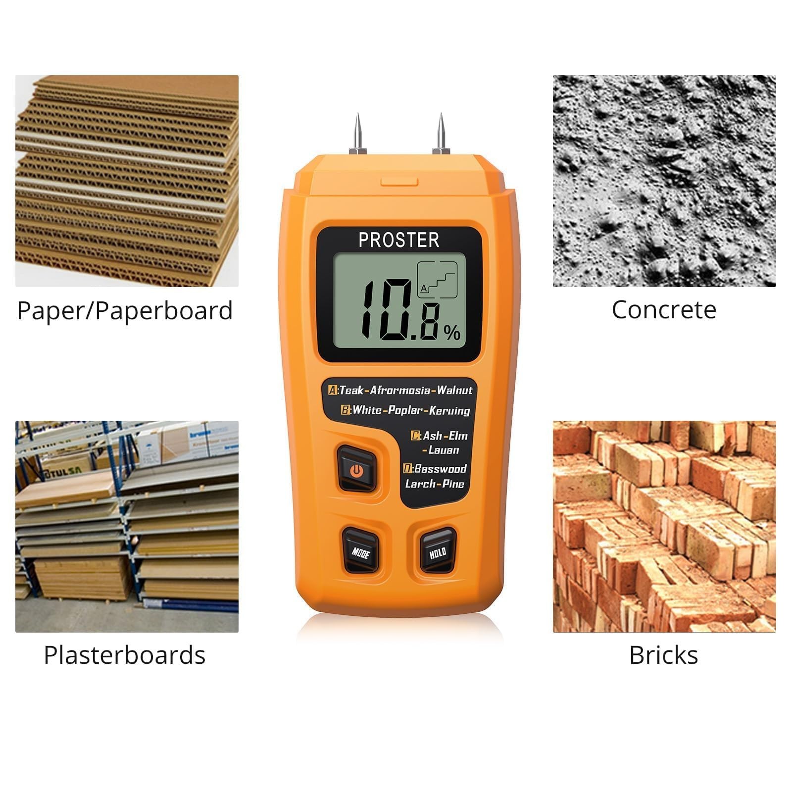 Digital Wood Moisture Meter Pin Type 4 Modes LCD Damp Tester Firewood Paper