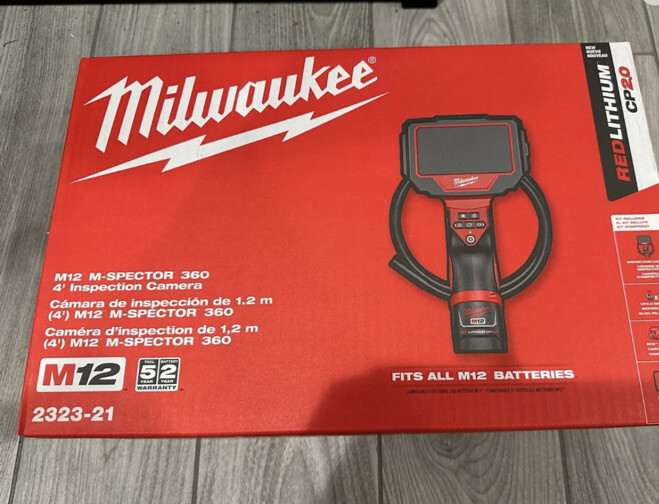 New Milwaukee 2323-21 M12 12V 360 Cordless M-Spector 4′ Inspection Camera Kit