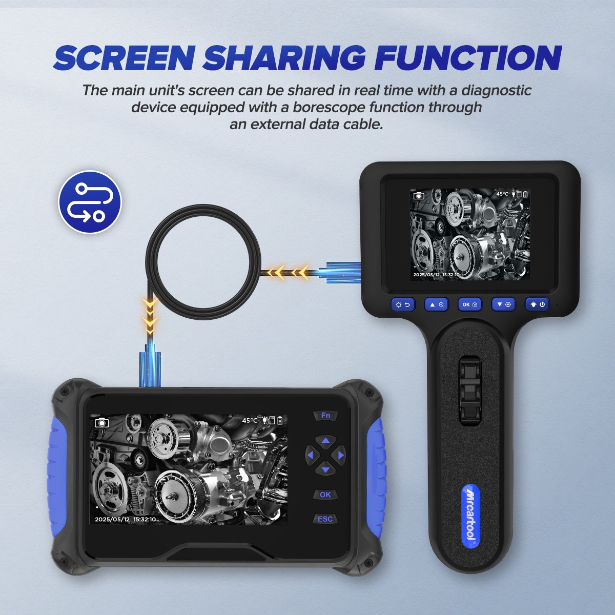 Two-Way 210° Inspection Borescope 6.25mm Endoscope Camera 3.3ft Semi Rigid