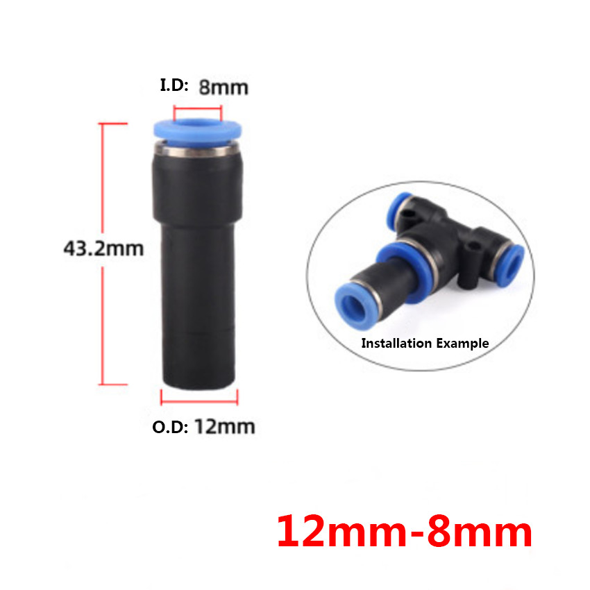 Ø 4-12mm Pneumatic Tube Hose Reducer Adapter Push-In Fittings Straight Connector