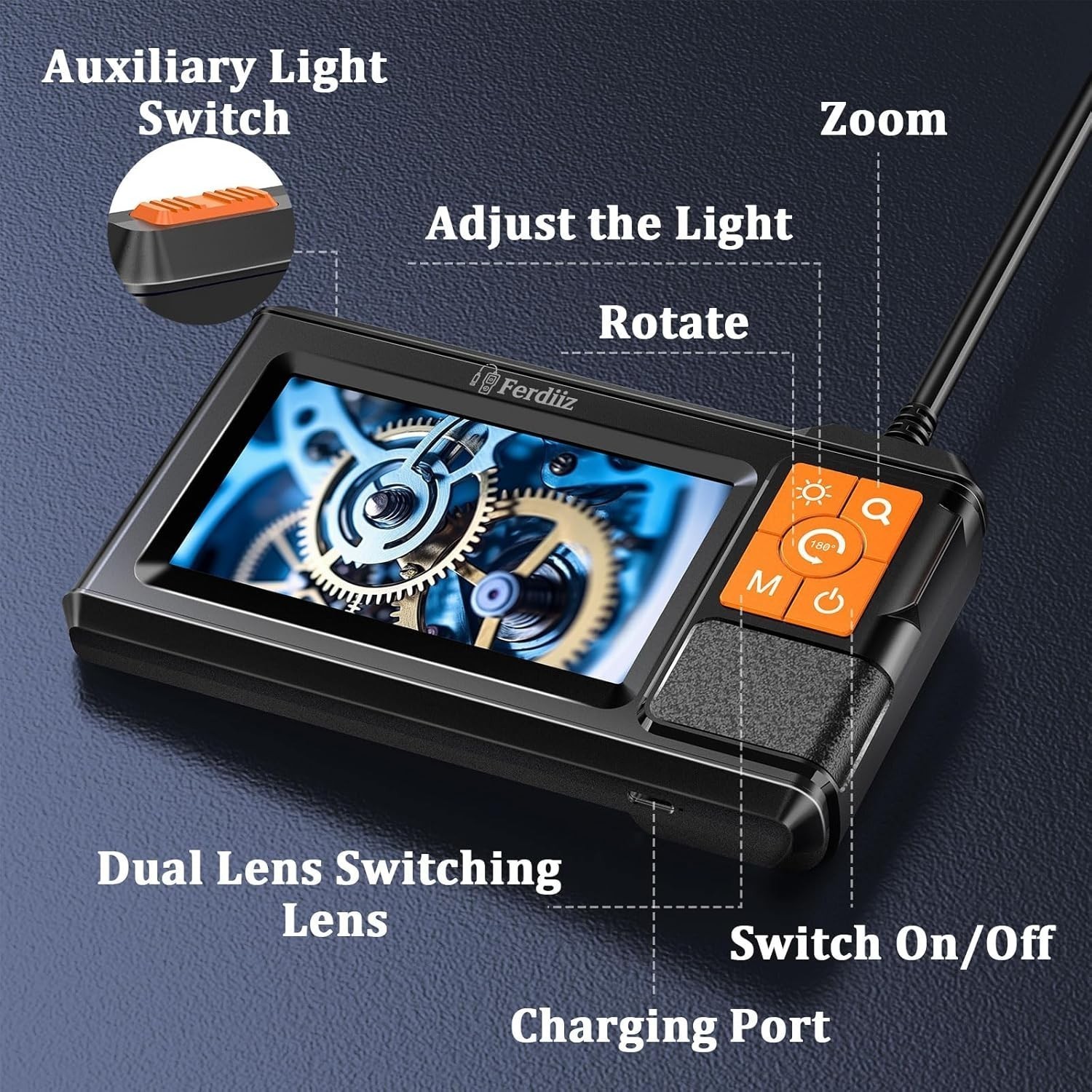 LCD Endoscopes 1080P HD Industrial Borescope 4.3inch 8mm Inspection Snake Camera