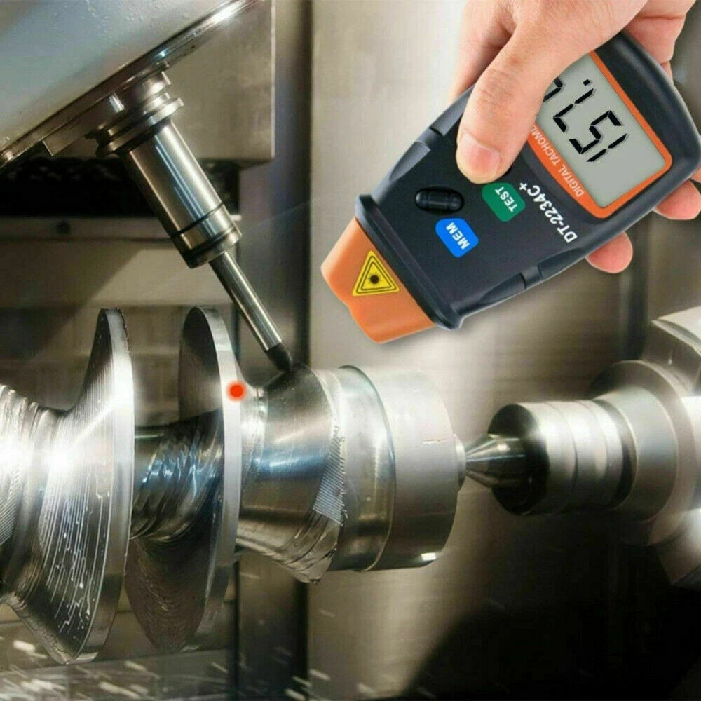 LCD Digital Tachometer Laser Photo Non Contact RPM Tach Meter Motor Speed Gauge
