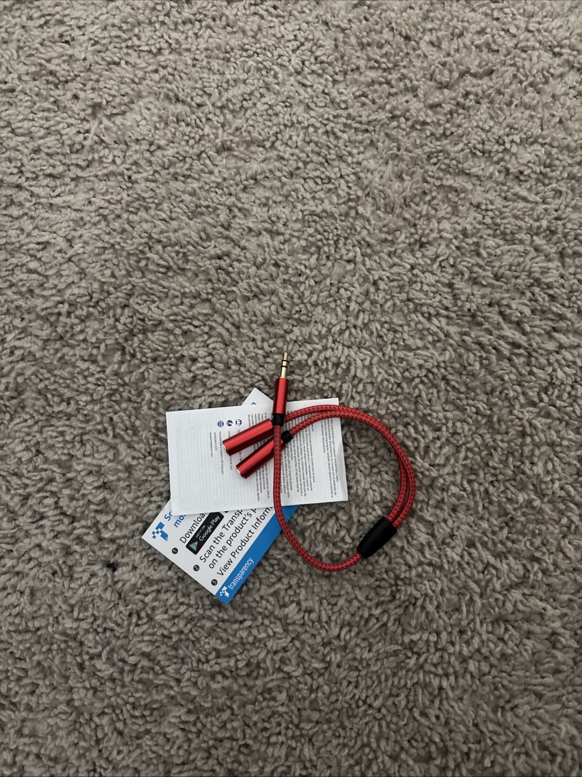 Two Headphone Jacks Into One Plug In The Color Red And Black
