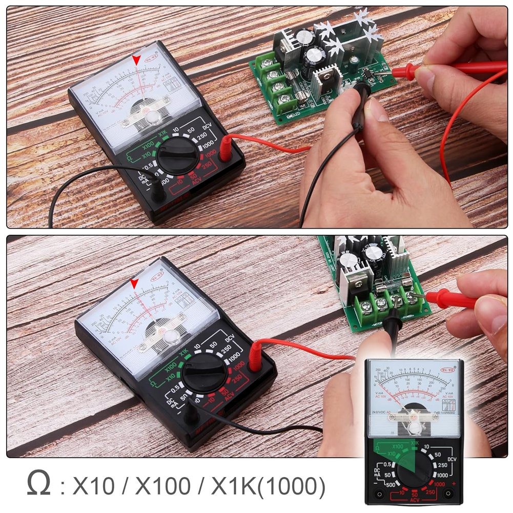 Multimeter, Volt 1000V Voltmeter Volt Ohm Voltage Tester Meter with3744