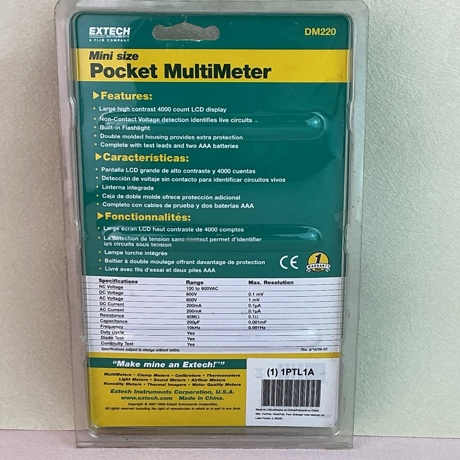 EXTECH INSTRUMENTS DM220 Mini Size Pocket Multi-Meter*NEW IN PACKAGING*FAST SHIP