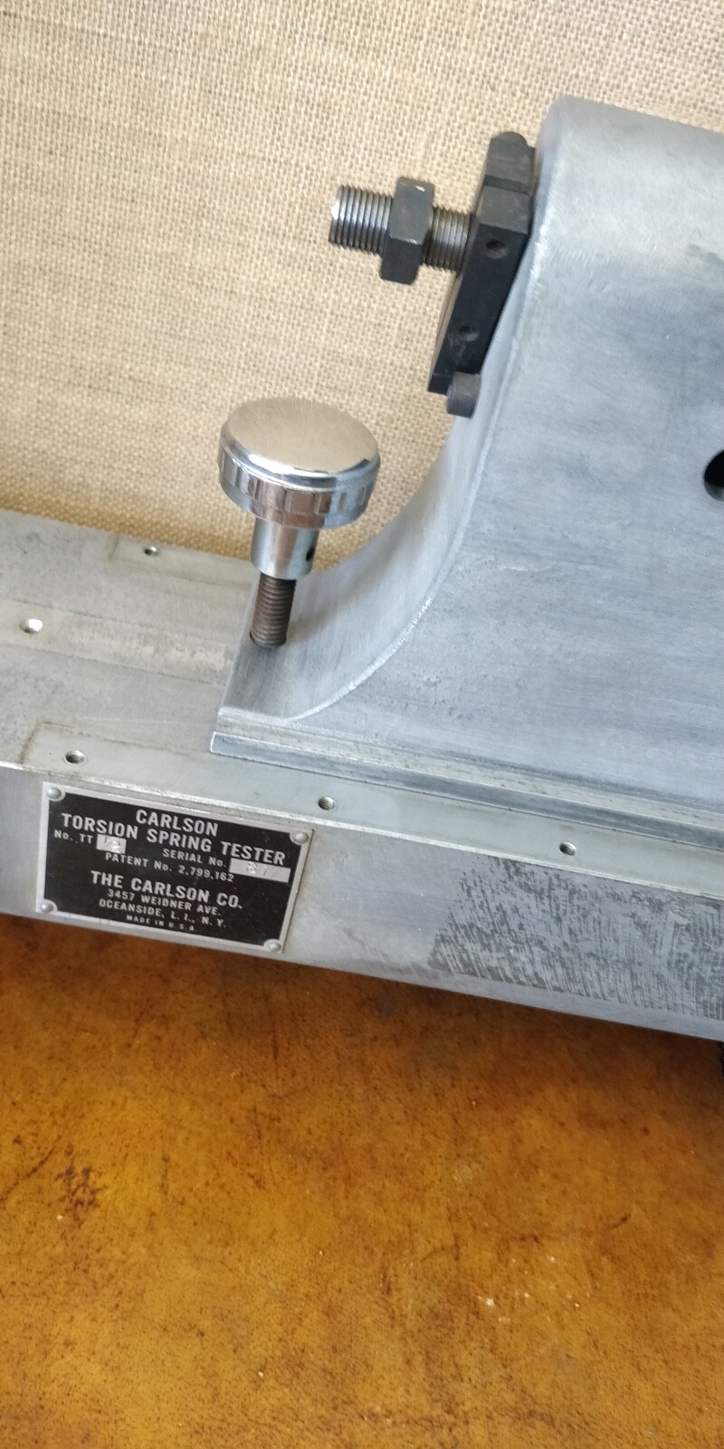 Carlson Torsion Spring Tester Model TT 1/2 — HEAD STOCK LOCKING HANDLE PART