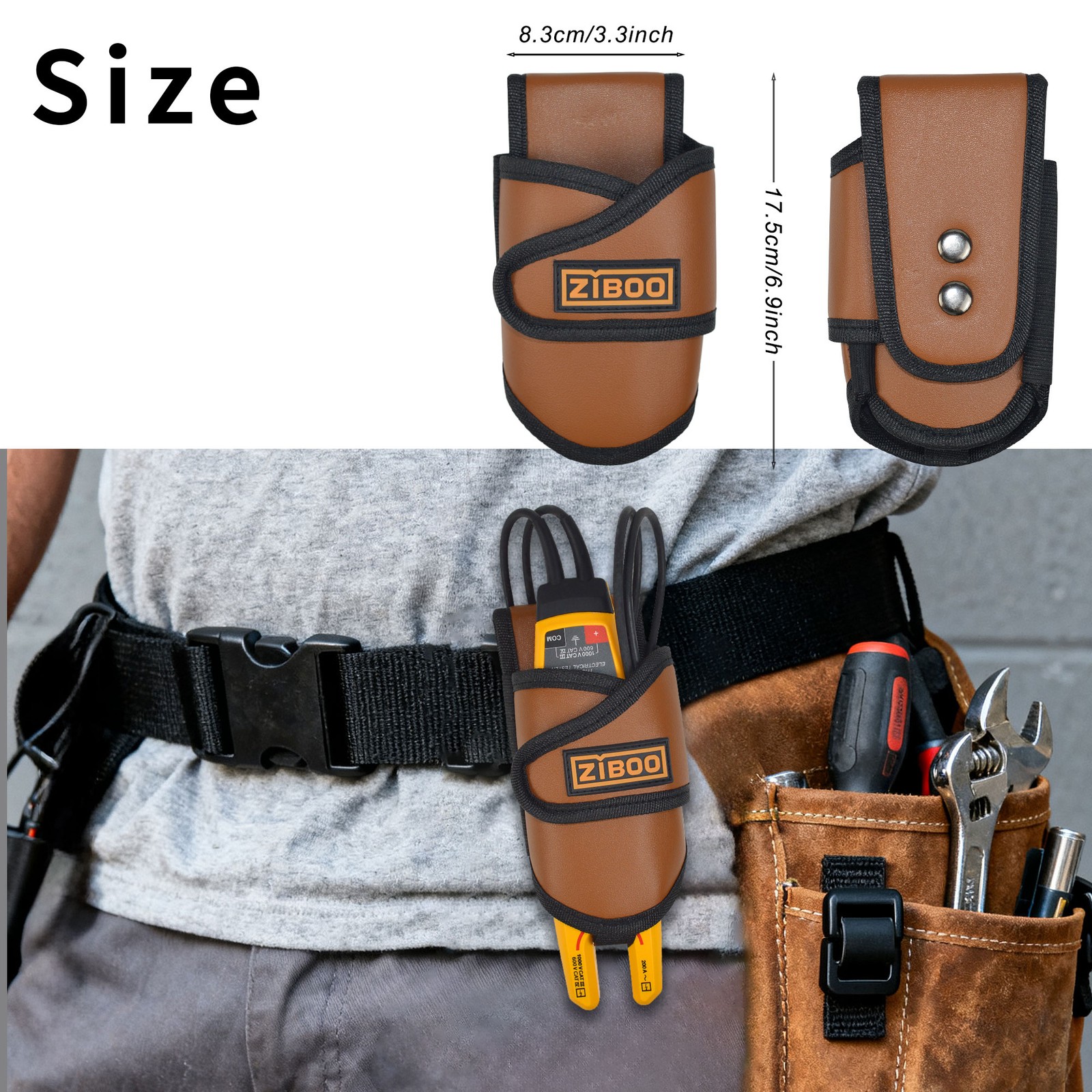 ZIBOO HT-8 Leather Holster Compatible with Fluke T6-1000 T6-600,T5-1000