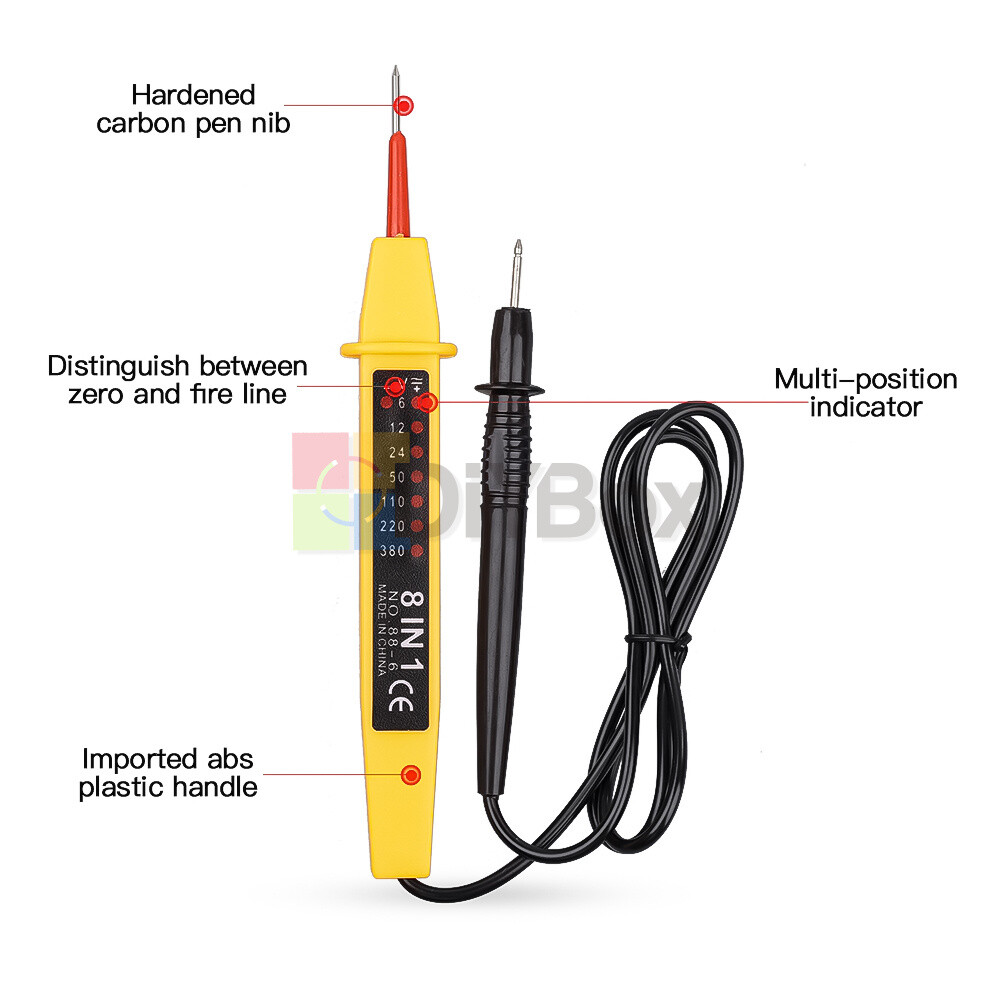 8-In-1 Tester Voltage AC DC 6-380V Auto Electrical Pen Detector With LED Light
