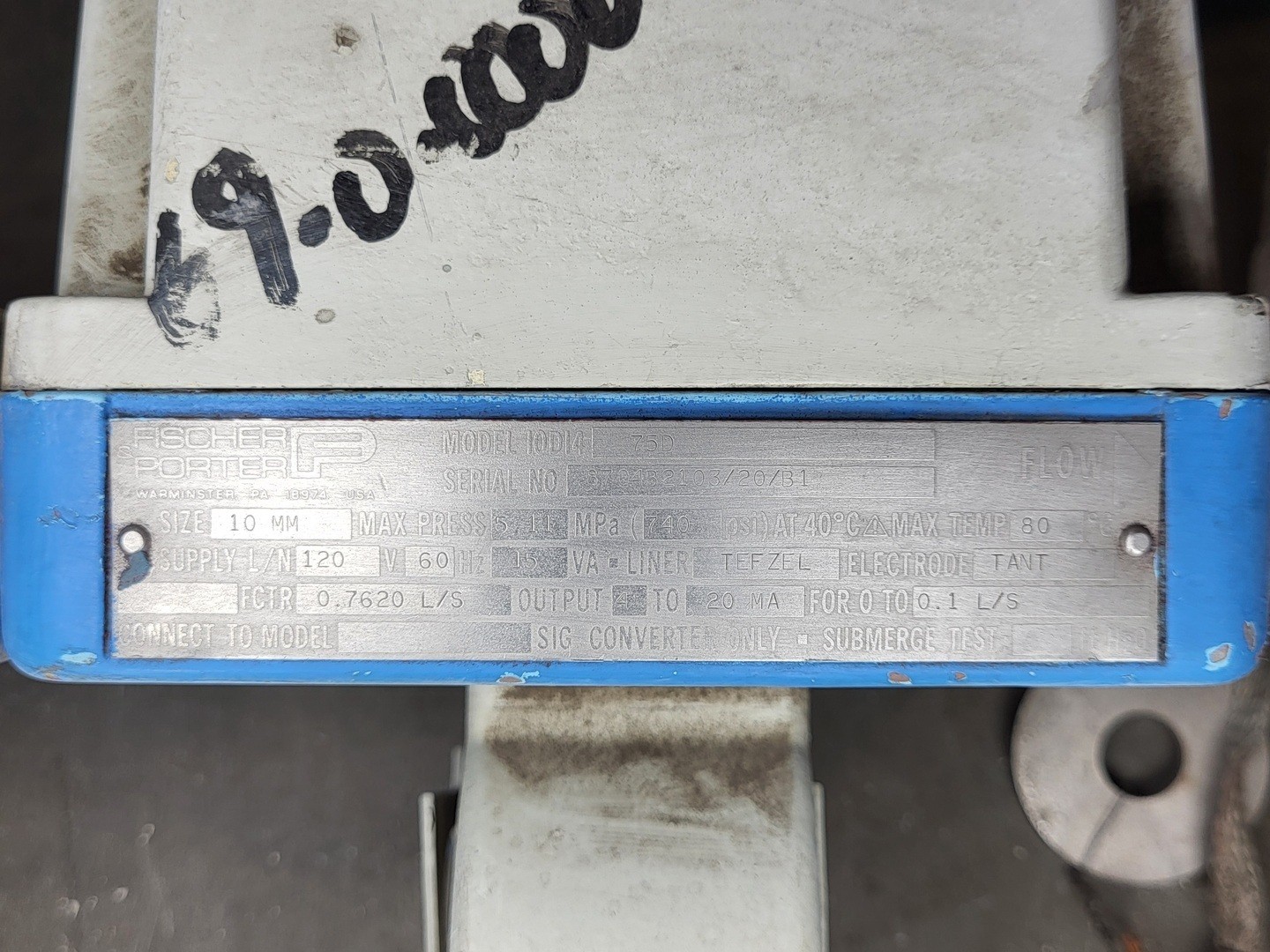 FISCHER PORTER Mini-Mag Size 10 Magnetic Flow Meter 10D1475D
