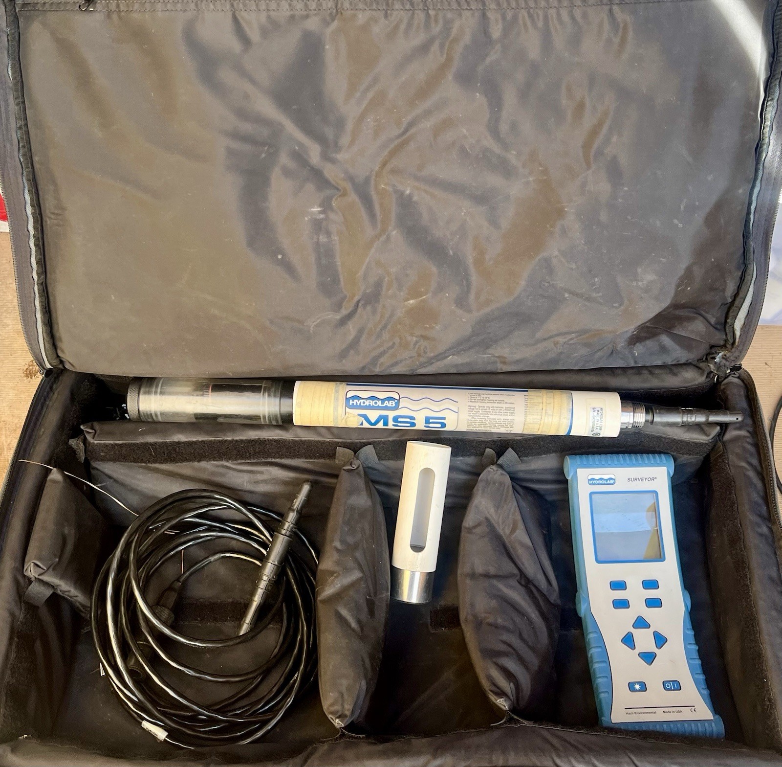 Hydrolab MS5 Multiparameter Water Quality Sonde, Surveyor Handheld, Cable, Case