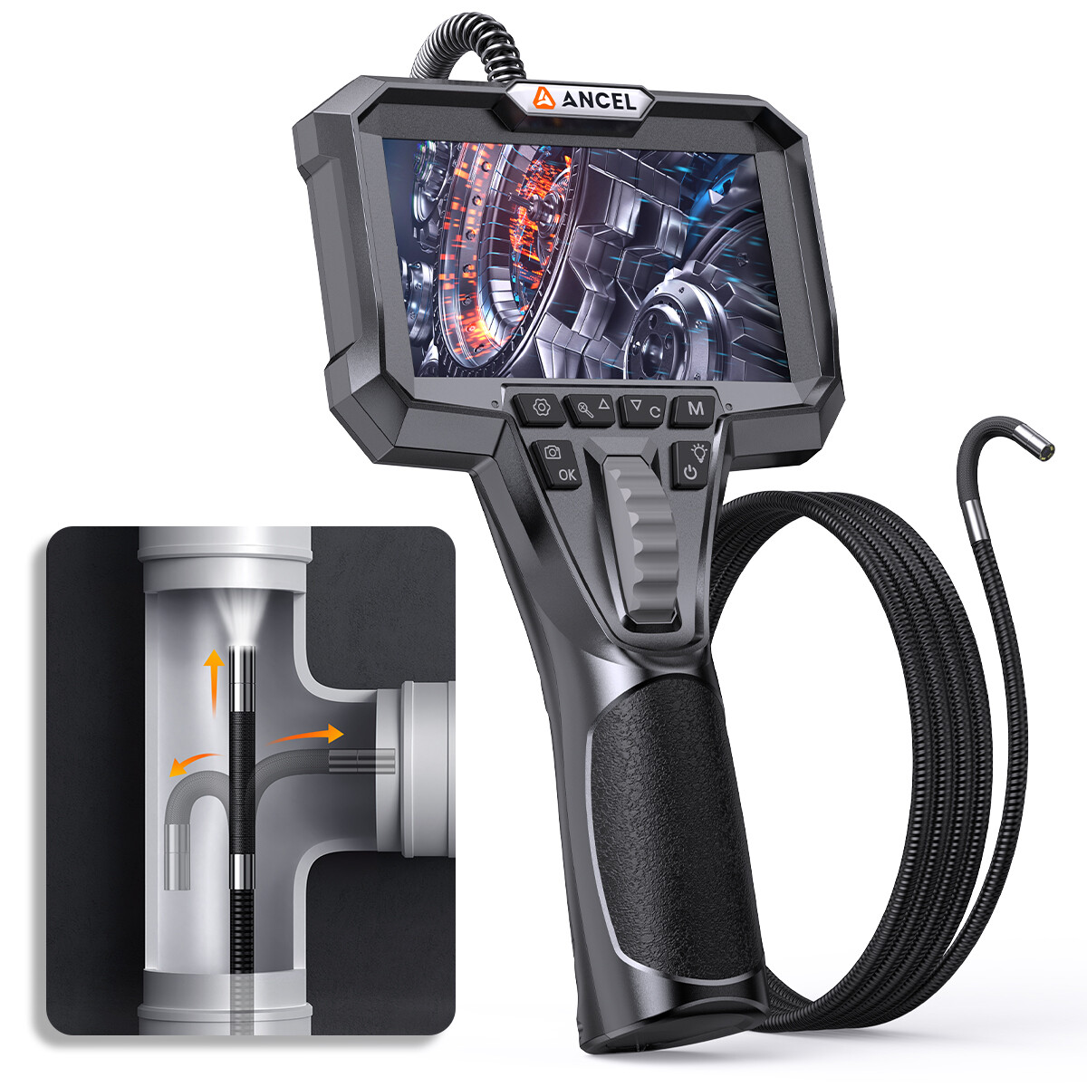 4.3inch LCD Screen 3.9MM Borescope Inspection Camera with Light Two-Way 210° Kit