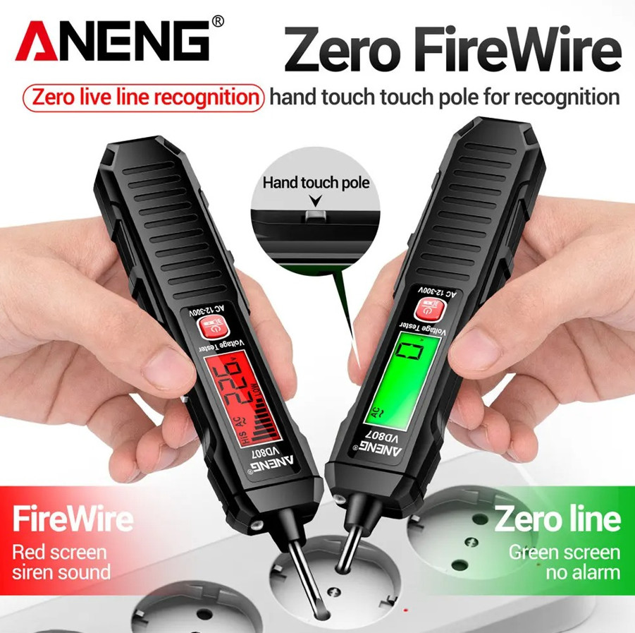 1pc ANENG VD807 Non-Contact Smart Electric Pen Tester AC 12–300V NCV Detector