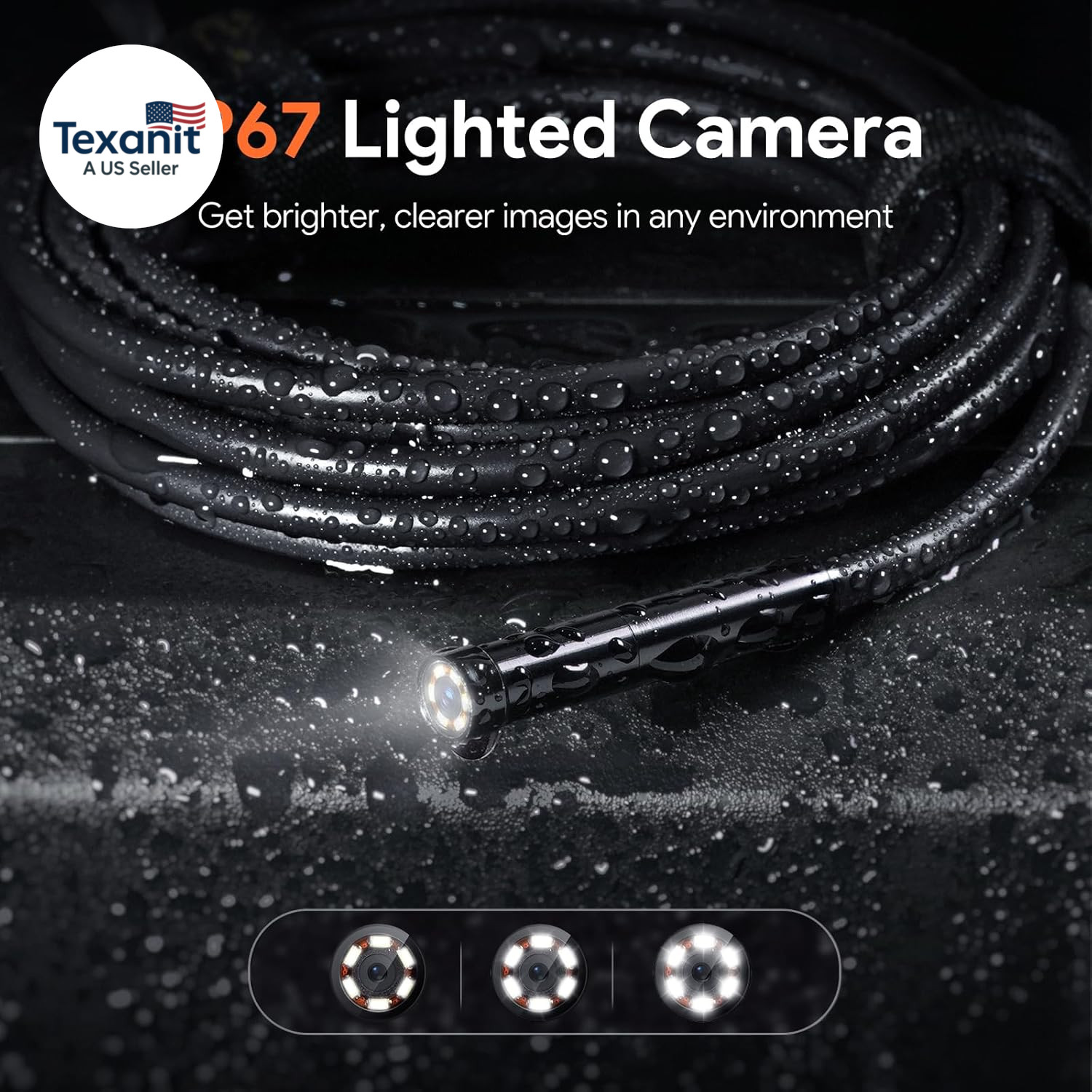 50Ft Sewer Camera, 1080P HD Triple Lens Borescope, 5″ IPS Screen Endoscope with