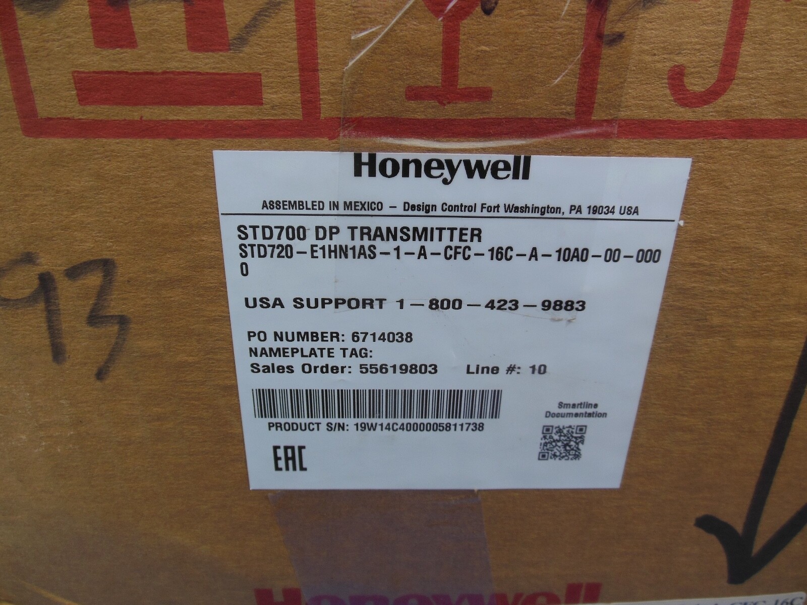 Honeywell STD700 DP transmitter STD720-E1HN1AS-1-A-DFC-16C-A