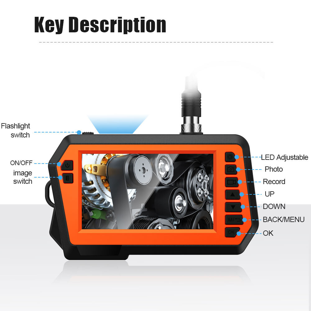 ESANHAO 4.3inch Drain Sewer Inspection Snake Camera HD 1080P Endoscope Borescope