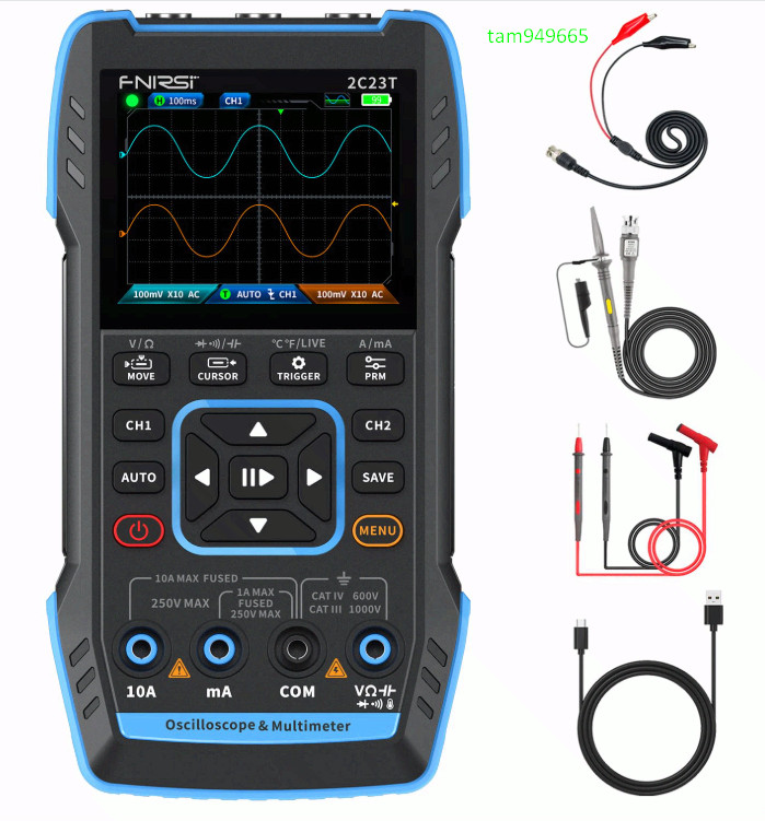 2C23T 3in1 Oscilloscope Multimeter DDS 2CH 10MHz 50MSa/s Tester