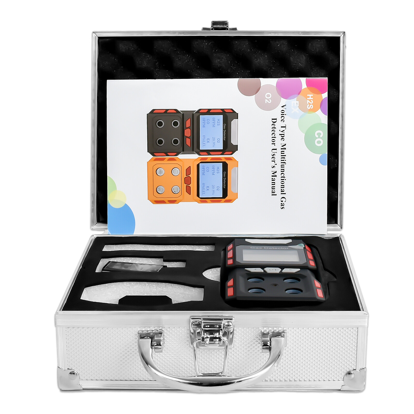 Rechargeable 4 in 1 Gas Detector 4-Gas Monitor-Meter Tester with Belt Clip