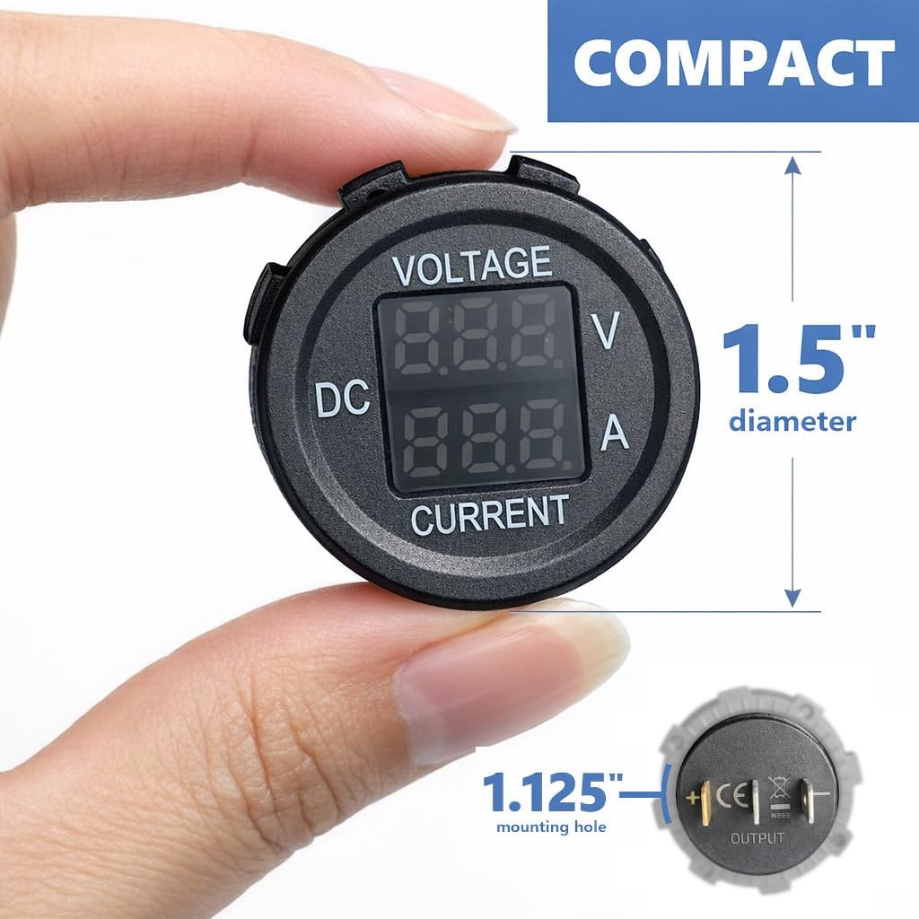 2in1 Digital Voltmeter Ammeter 12V DC LED Display Voltage Current Gauge Red