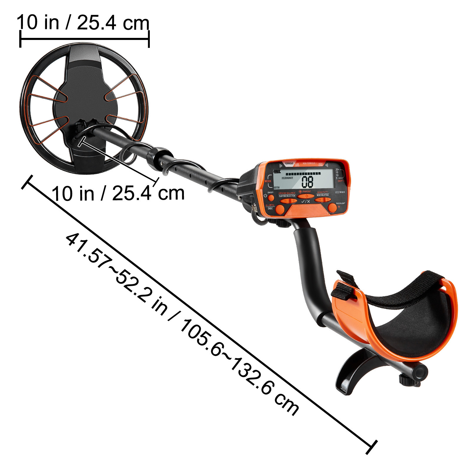 VEVOR Metal Detector for Adults Professional Gold Detector 10 in IP68 Waterproof