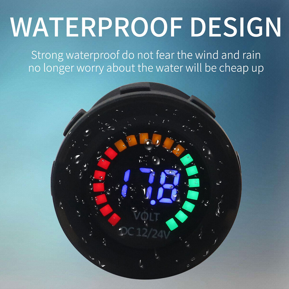 New 12/24V Color LED DC Digital Display Voltmeter with Low Pressure Buzzer W7Y9