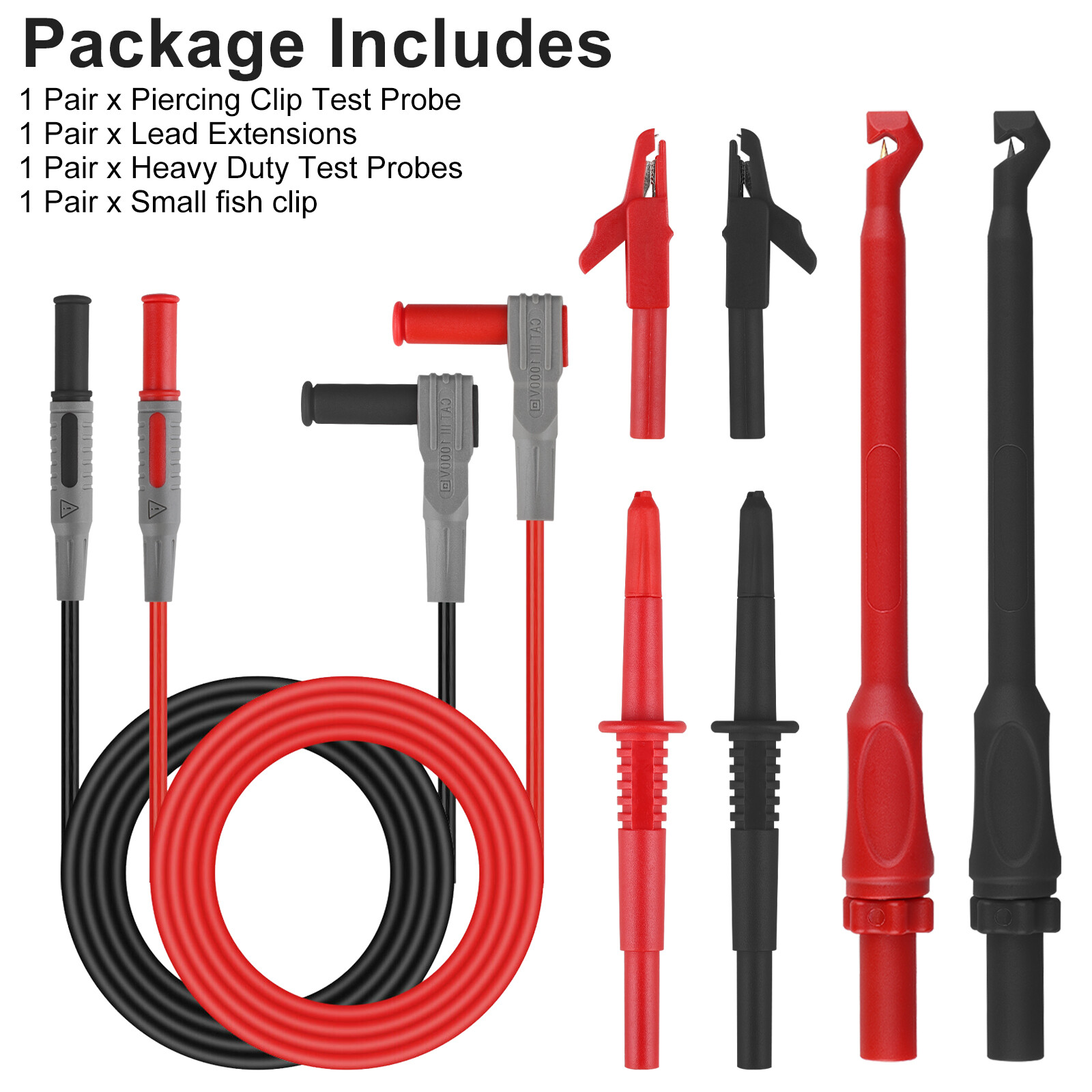 8Pcs Automotive Back Probe Kit Multimeter Test Leads Alligator Clips Wire Tool