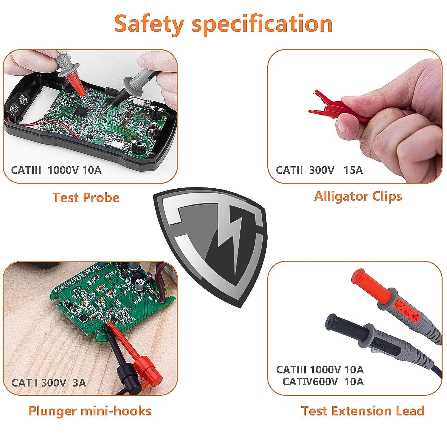 9PCS High-Quality Silicone Leads Kit for Fluke, AstroAI, INNOVA Multimeters