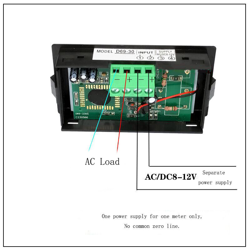 US Stock Blue LCD Digital AMP Current Meter Ammeter AC 100A Current Transformer