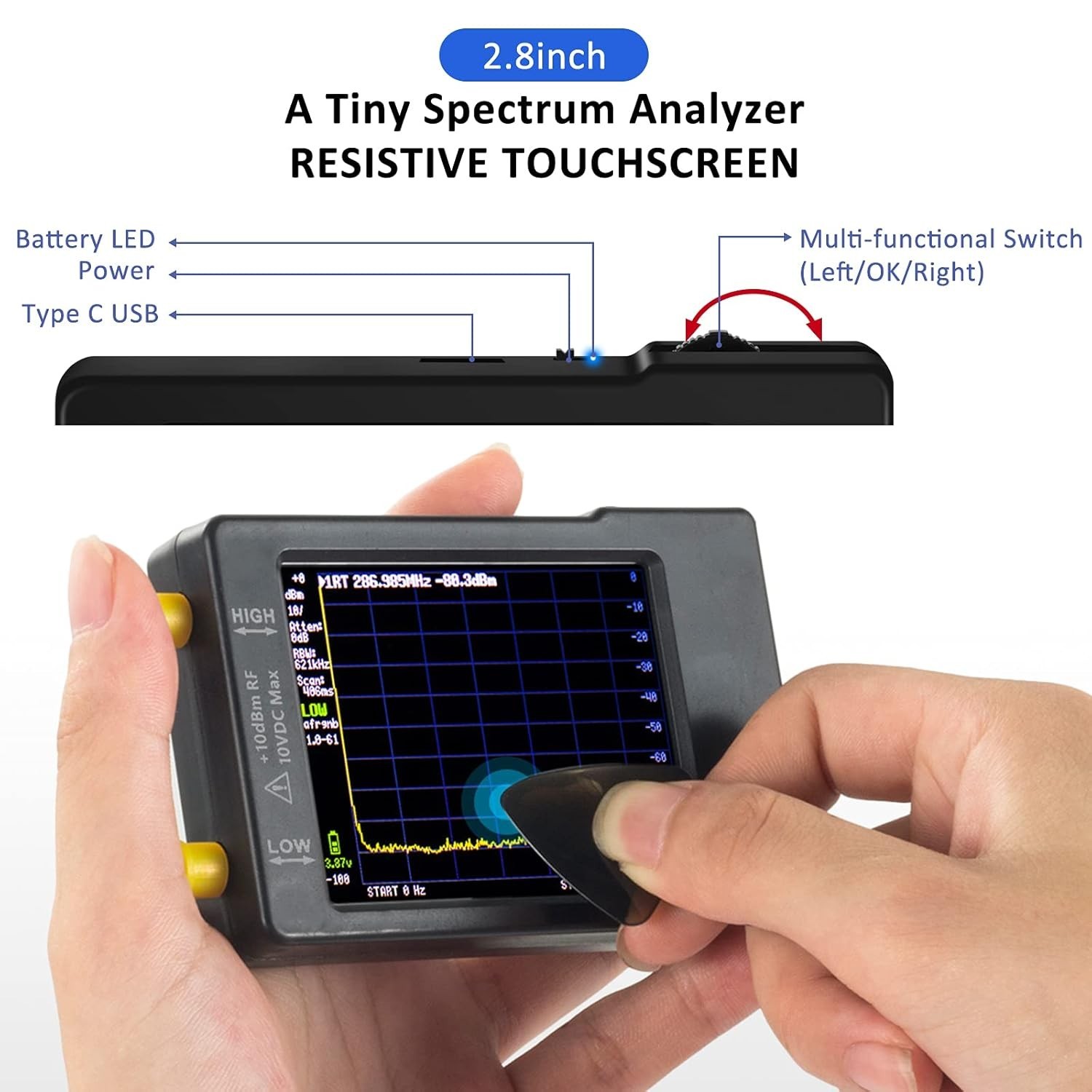 Handheld Frequency Analyzer Signal Generator 0.1MHz-960MHz Touchscreen RF Tool