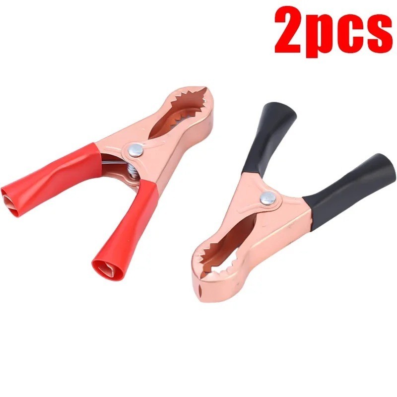 2pcs 70mm 50A Red & Black Car Battery Test Lead Clip Crocodile Alligator Clamps
