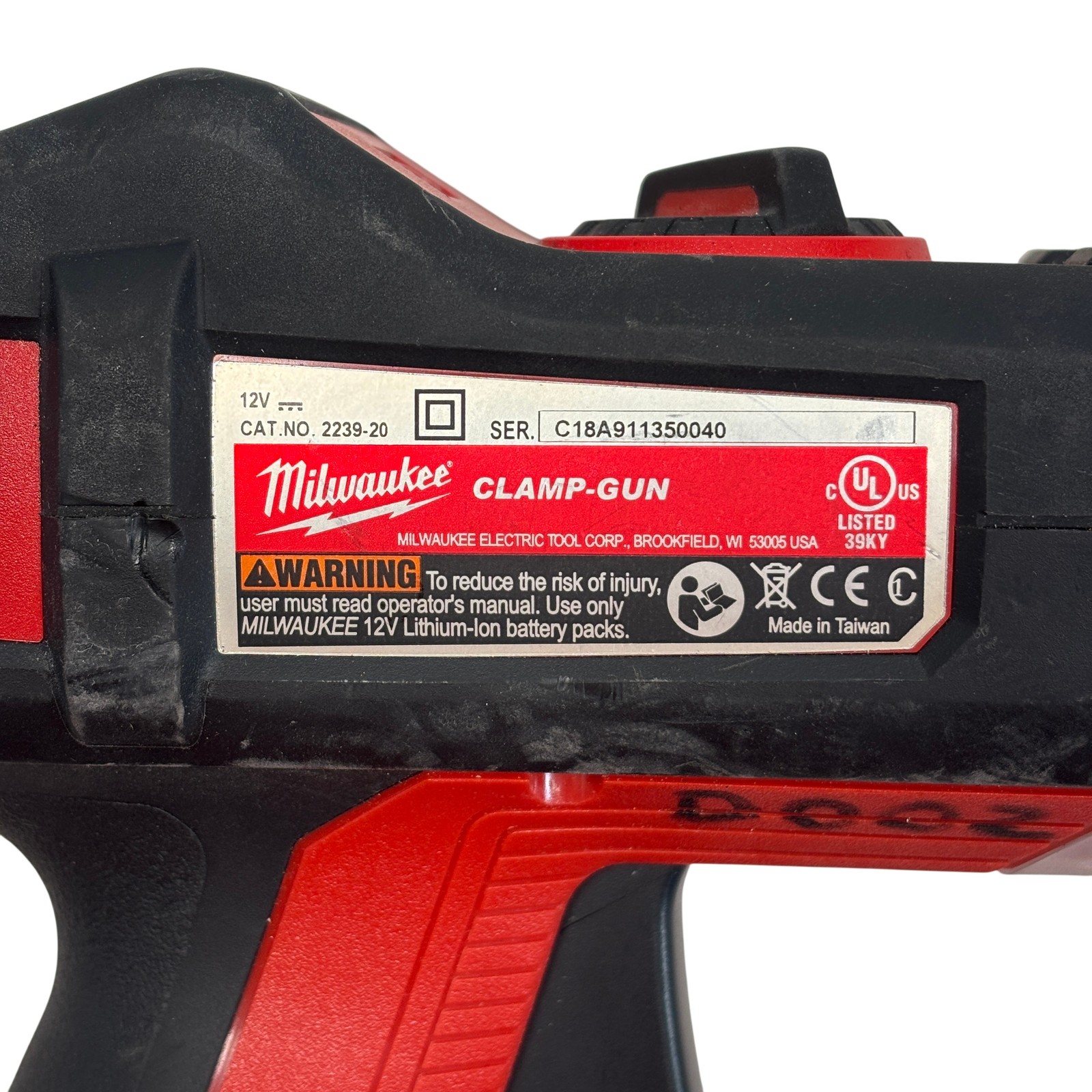 Milwaukee 2239-20 M12 Cordless CLAMP-GUN Digital Clamp Multimeter