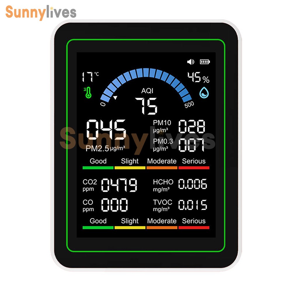 10 in 1 Air Quality Monitor PM 2.5 CO2 Meter TVOC HCHO Humidity Temperature Test
