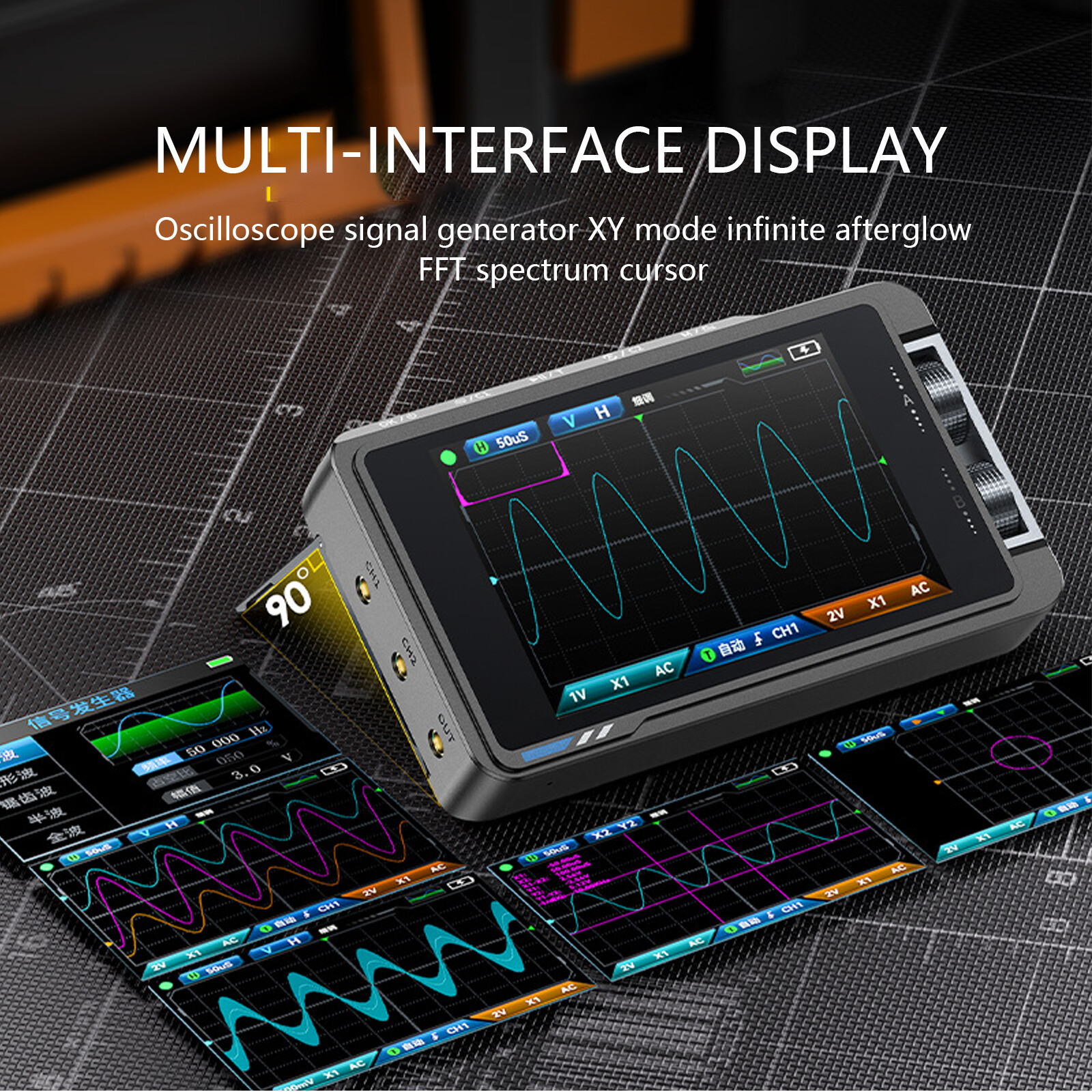 2-in-1 High Precision Dual Channel Oscilloscope DS215H 3.5″ For Data AnalysisT4