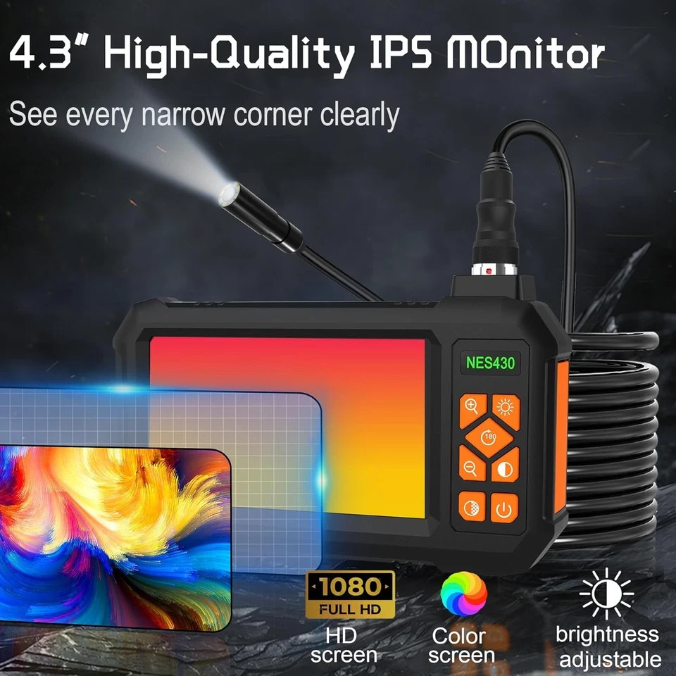 Boroscopio, Camara Endoscopica Hd 1080P Con Luz, Inspeccion De Pantalla De 4…
