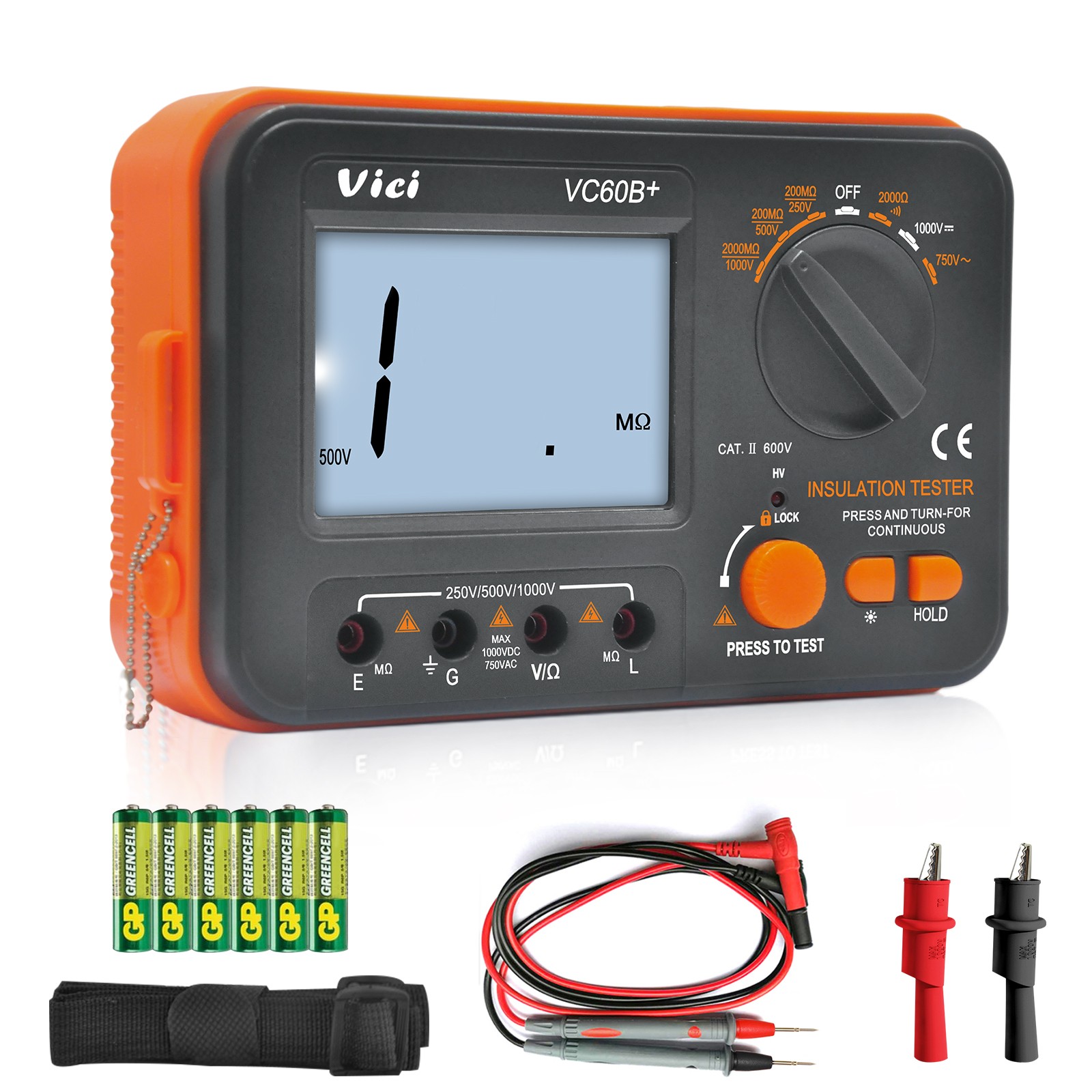 1000V Insulation Resistance Meter MegOhm Tester Portable 2000MΩ Megohmmeter Volt