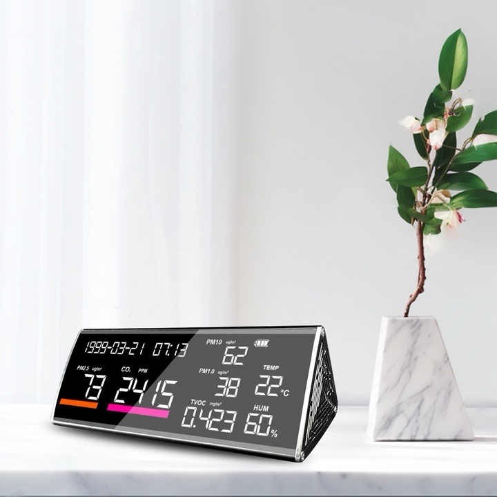 12 in 1 Air Quality Monitor Indoor Easy Calibration Air Quality Meter 9″ W-2
