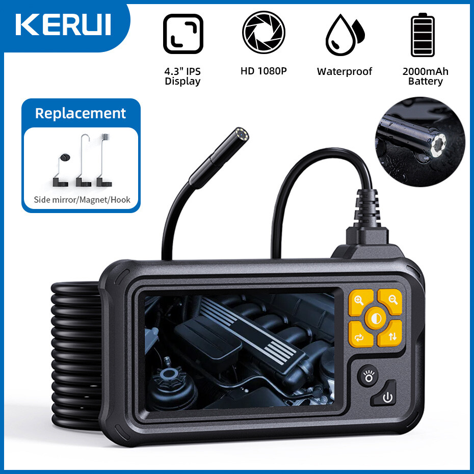 LCD Endoscope 1080P HD Industrial Borescope 4.3inch 8mm Inspection Snake Camera