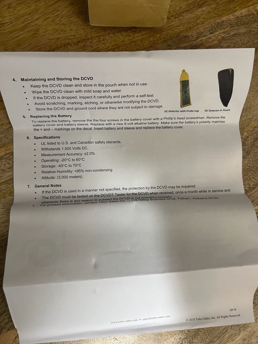 Telco Sales, Inc. Model DCVD DC Voltage Detector with Nylon Pouch