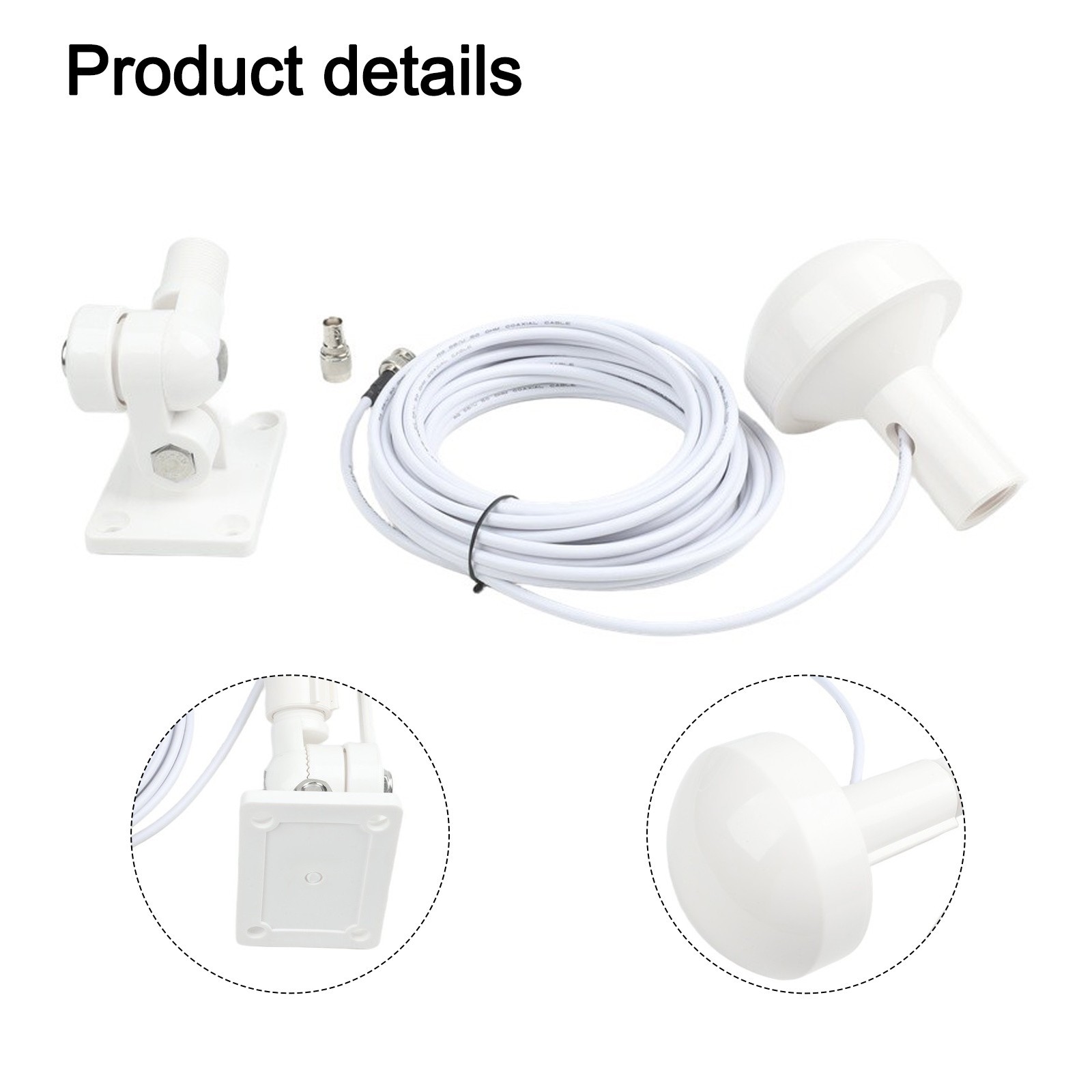 Marine GPS Antenna with TNC Male to BNC Female Adapter and 10 Meter Cable
