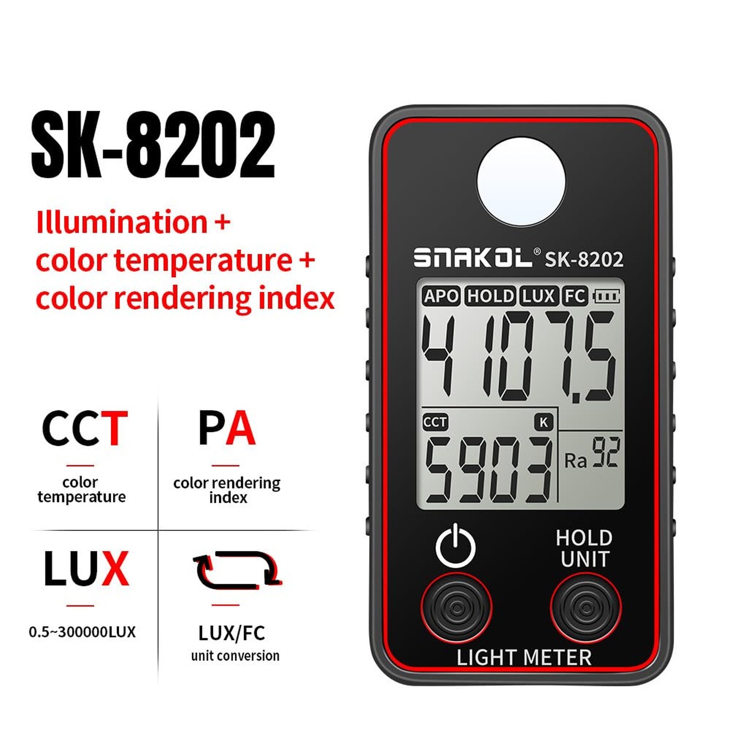 Color Temperature Tester High Precise Illuminance Meter 0.5-300000LUX LED Ill…