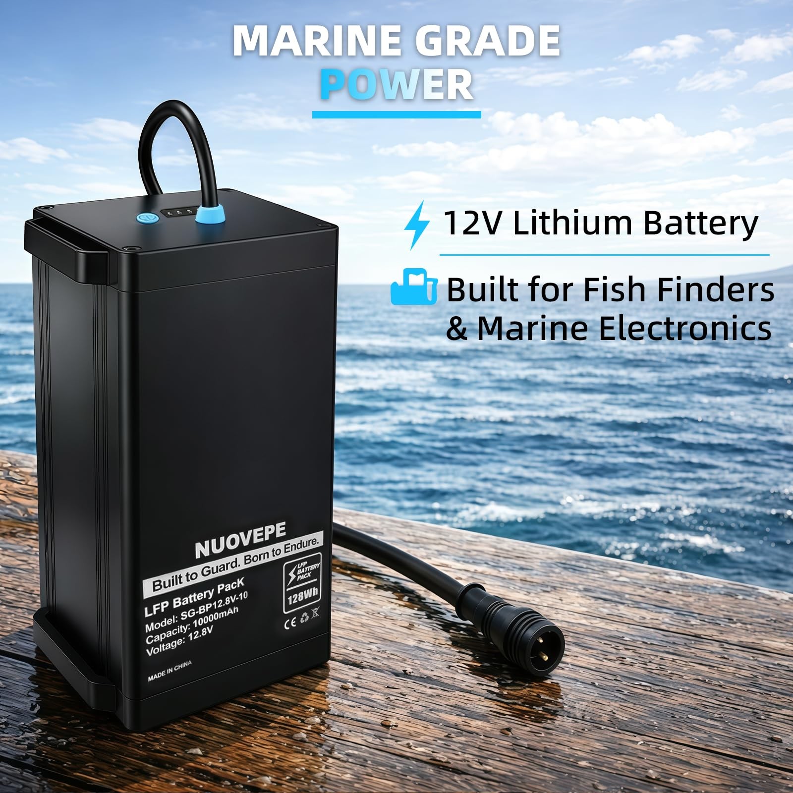 12V 10Ah Portable Lithium Battery Kit with 4-in-1 Charging Cable, Waterproof …