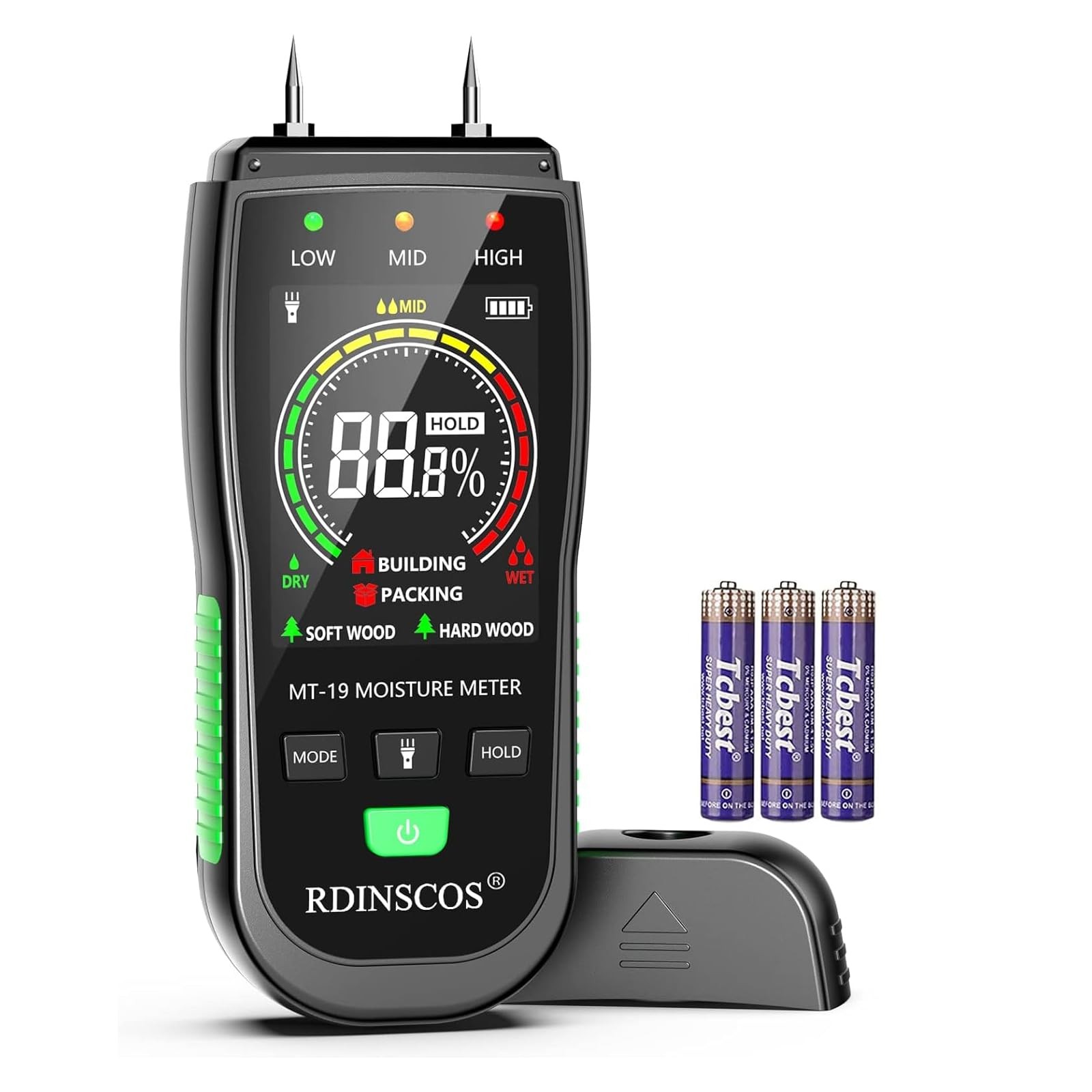 RDINSCOS Digital Moisture Meter Pin-Type Wood Moisture Detector
