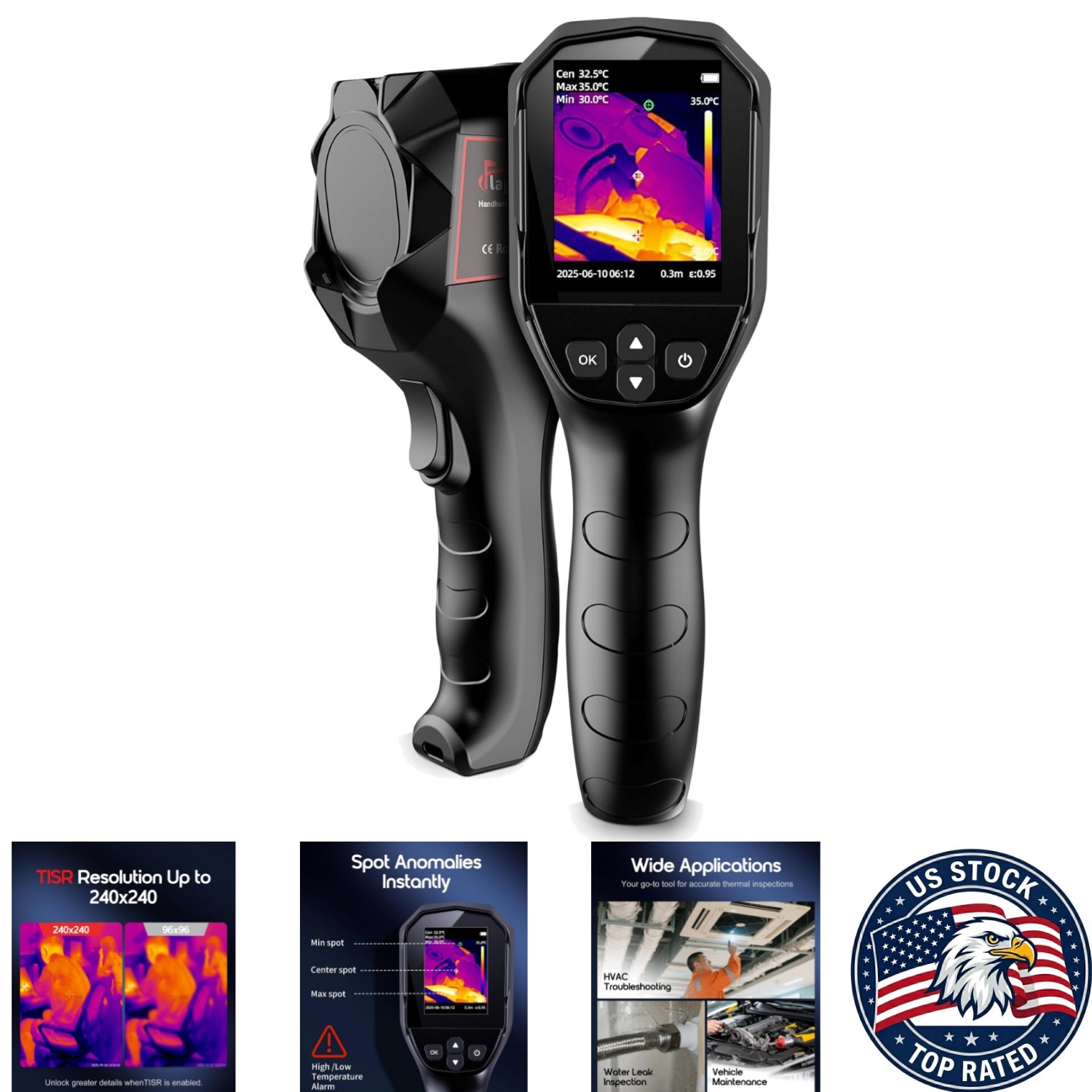 Accurate Handheld Thermal Camera with -4°F to 1022°F & Multiple Imaging Modes